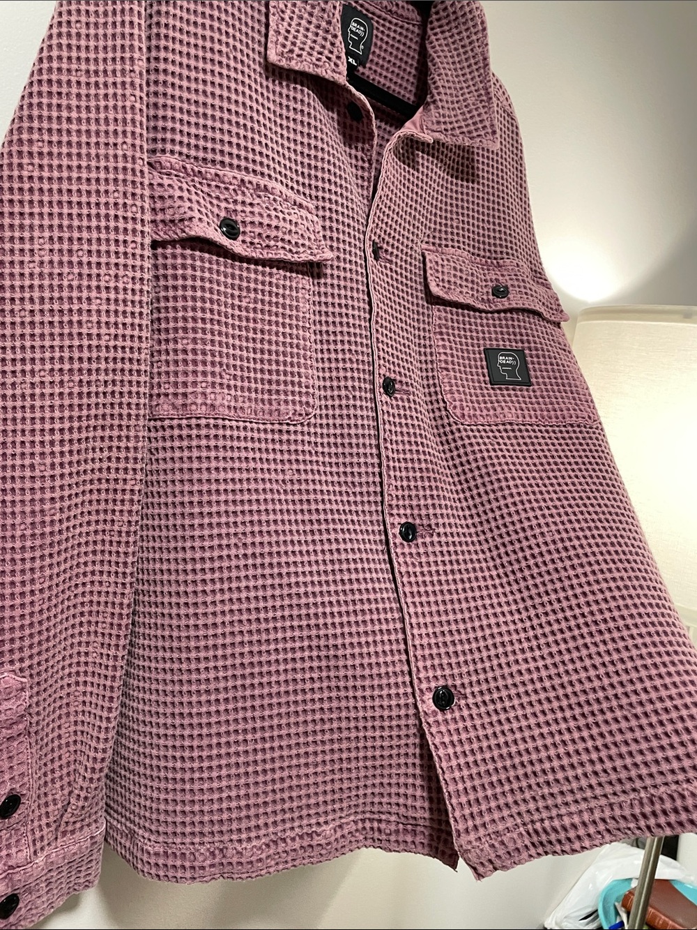 Brain Dead Waffle Button Front Shirt - Raspbery ($335) Unisex - Picture 16 of 16